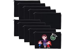 Aibeli Busta Stoffa Piccola Vuota, Astuccio in Cotone con Cerniera, Astuccio Piccolo, Piccola Borsa da Trucco Cosmetica, Può Usare per Graffiti, Stampa e Tintura, ecc. (21 x 13 cm) (10, Nero)