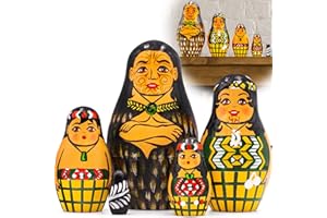 AEVVV Maori Nesting Dolls Set of 5 pcs - Matryoshka with Maori People Figurines - Maori New Zealand Gifts - Maori Art - Maori Tribe New Zealand Decorations