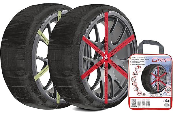 Grip - Cadenas de nieve textil, talla Nº 510, set 2 uds, guantes incluidos