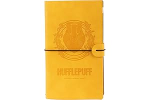 Grupo Erik Dziennik podróżny do samodzielnego zapisywania Harry'ego Pottera, Hogwartu, Hufflepuff, Bullet Journal w kropki, skórzany (syntetyczny), pamiętnik dla dorosłych i dzieci, mały notatnik, w