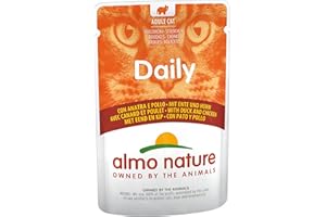 Almo Nature Daily avec Poulet and Canard. Nourriture Humide pour Chat Adulte. Alimentation complète en sachets fraîcheur – 30 x 70g