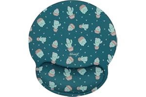 WONDEE Mr Wonderful Tappetino per mouse con poggiapolsi in gel verde con design Kawaii Cactus - Tappetino per mouse ergonomico divertente - Tappetino per mouse per ragazze e donne