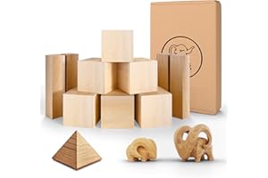 Eli® Linden CarvingWood - MediumSet Wooden Block - Basswood for Carving or Turning - Carving Template - Squared Wood - For Adults and Children - Craft Set