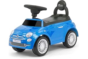 COIL FIAT 500 - Macchina ufficiale con licenza, con portabagagli, sedile basso, maniglione di spinta e suoni vari - Macchina Per Bambini a Spinta - Macchine Per Bambini - Bobby Car (blu)