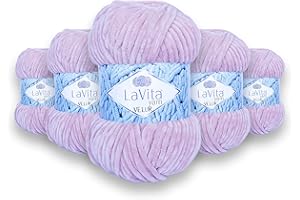 LaVita Yarn VELUR - Hilo de lana para tejer a mano, paquete de 5 unidades, 100 % hilo deportivo de micropoliéster, 100 g por ovillo, 120 m (4002)