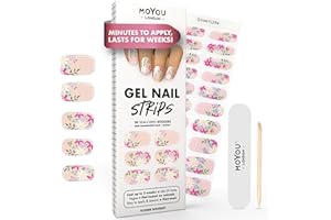 MOYOU LONDON Autocollants auto-adhésifs pour ongles en Gel Semi-durci, lampe UV/LED requise, 20 enveloppes de vernis à ongles en Gel, autocollants pour Nail Art - Flower Bouquet