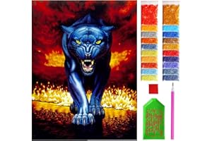 ARTULIO Diamond Painting Kit 5D DIY - Pantera in fiamme - 30x40cm - Ricamo a Punto Croce Strass Diamante Painting, Decorazione per Casa e Pareti