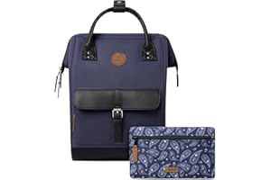 CABAÏA CABAIA - Sac à Dos Adventurer - Déperlant - Compartiment Ordinateur Portable - 2 Poches - Certifié Vegan - Sac Voyage, Affaires, École pour Homme et Femme - Vert/Violet