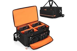 Luxja Torba na światło imprezowe nadaje się do 4 świateł par, torba do przechowywania lampy scenicznej z wewnętrznym przegrodą i kieszeniami na akcesoria, czarna