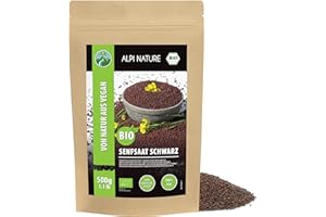 Alpi Nature Graines de Moutarde BIO Noire Brune 500g, bio Graine de Moutarde Brune Noire