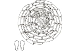 BEASAFY Ø3mm Stahlkette, 3M Edelstahlkette Meterware, Kette Edelstahl mit 2 Karabinerhaken, Silber Rundstahlkette, Schwere Ketten für Blumenampel Hundekette