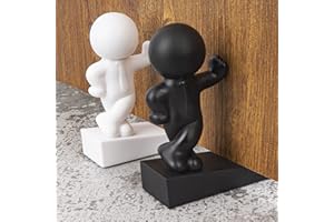 Omoojee Cute Door Stop, 2 Pcs Decorative Door Stopper, Effective to Hold Your Door Open, Black+White (Patented)