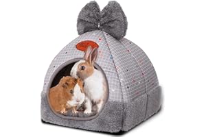 SUPJADE Rabbit Hamster Guinea-Pig Bed - House Cozy Hedgehog Cave Large Hideout for Chinchilla Bearded Dragon Small Animal Bed Guinea Pig Accessories (1# Gray)