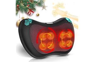 TAKRINK Coussin de Massage Shiatsu 8 Nœuds 3 Vitesses Réglables Rotation Bidirectionnelle Appareil de Massage pour Cou et Cervical Idéal Cadeau Anniversaire Homme Femme