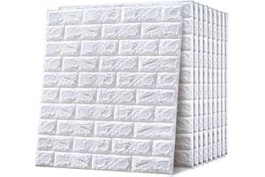 Emsmil Pegatina Pared 3D Ladrillo Blanco Autoadhesivo 10 Piezas 77 x 70cm Impermeable Revestimiento de Paredes Moderno Papel Pintado Sticker Decoración para Hogar Cocina Salón Dormitorios
