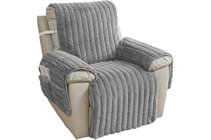 EBETA Tenger Home Funda de sillón Relax, Fundas para Sillas Reclinables, Funda Sofa 1 Plaza Fundas Sillon Relax con Bolsillo, Fundas Lavables para Sillas Reclinables (Gris)