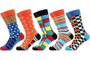 WeciBor Mens Dress Colorful Novelty Funny Casual Combed Cotton Crew Socks 5 Pack