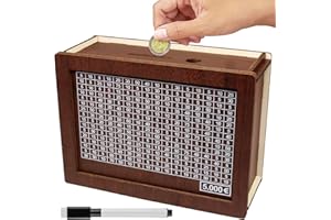 MECCTUCK Hucha Madera,Caja de Ahorro,Huchas Originales para Adultos,Caja para Ahorrar Dinero,Caja Ahorro con Objetivo y Bolígrafos, hilft Kindern und Erwachsene Die Gewohnheit Zum Sparen zu Ententwickelt