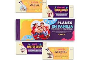 LUADREAMS Vales Regalo Actividades en Familia: 30 Ideas de Juegos Infantiles en Fuera Dentro Casa + 2 Personalizables Ideas Planes Juegos para Niños Familia Ideal Regalos para Niños Regalo Dia del Padre Madre