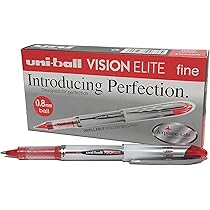 uni -ball UB-200 Vision Elite Black Rollerball Pennen. Medium 0,8 mm Balpen Tip voor Super Glad Handschrift, Tekenen, Kunst, Kleuren, Journaling. Fade en Water Resistant Liquid uni Super Ink. 12 Pack