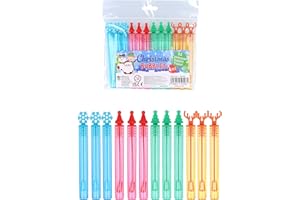Henbrandt 12 mini tubos de burbujas de Navidad con varita para niños, burbujas de 4 ml con adornos de Navidad, bolsas de botín, bolsas de fiesta, juegos al aire libre para niños y niñas