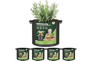 T4U Worki do uprawy roślin z uchwytem, 5 l, torba do uprawy doniczek, wytrzymała włóknina doniczkowa, pogrubiony, oddychający pojemnik do uprawy ziemniaków, pomidorów, chili, truskawek, warzyw, na