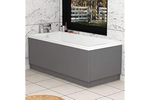 ROYAL BATHROOMS Turin Indigo Grey Gloss Wooden MDF Front Side & End Bath Panel Set with Adjustable Plinth - 1800 and 800mm