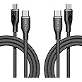 VOLTME Set di 2 Cavo USB C a USB C PD 60W Nylon Intrecciato 1.80m, RUGG USB-C Tipo C Cavo Ricarica Compatibile con MacBook, M