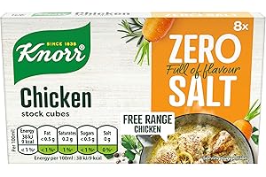 Knorr Zero Salt Chicken Stock Cubes pack of 8 lactose- and gluten-free for delicious, zero-salt chicken dishes 9 g