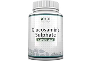 Sulfate de Glucosamine 1,500 mg 2KCl | 365 Comprimés (Approvisionnement pour 1 An) | Haute Puissance | Fabriqué au Royaume-Uni par Nu U Nutrition
