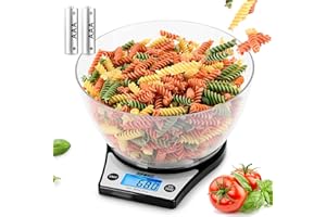 Duronic Digital Kitchen Scales KS6000 BK/CR Electronic Kitchen Scale with Bowl Measuring Weighing Scale Baking Scale for Cooking Baking Postal Pet Food Measurement Baker Weight Scale, Tare LCD Display