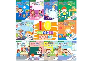 Bambebe Juegos de Libros de Pegatinas, 10 Piezas Libro Pegatinas Reutilizables de Niños 2 3 4 5 6 años, Pegatinas Infantiles, Regalos Detalles Cumpleaños Niños Colegio, Juguetes Educativos Quiet Book