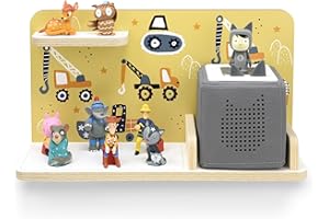 stadtecken wooden shelf for music box I Suitable for the Toniebox and Tonies I Perfect Tonie storage in the children's room I For standing up or hanging up I Rectangular (Building Site, small)