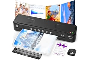 MAXDONE Plastifieuse A3, Plastifieuse, Thermique et à Froid Plastifieuse A3 A4 A5 A6, Pour pochettes de plastification Arrondisseur De Coins, Coupe Papier, 1-2 min Préchauffage Rapide & Pas De Bulles