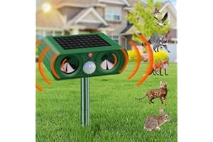 ROAMROVER Solar-Betriebener Katzenschreck für Garten, Ultraschall-Katzenschreck für den Außenbereich, kann Katzen, Vögel, Füchse, Waschbären, Kaninchen und Nagetiere wirksam abwehren.