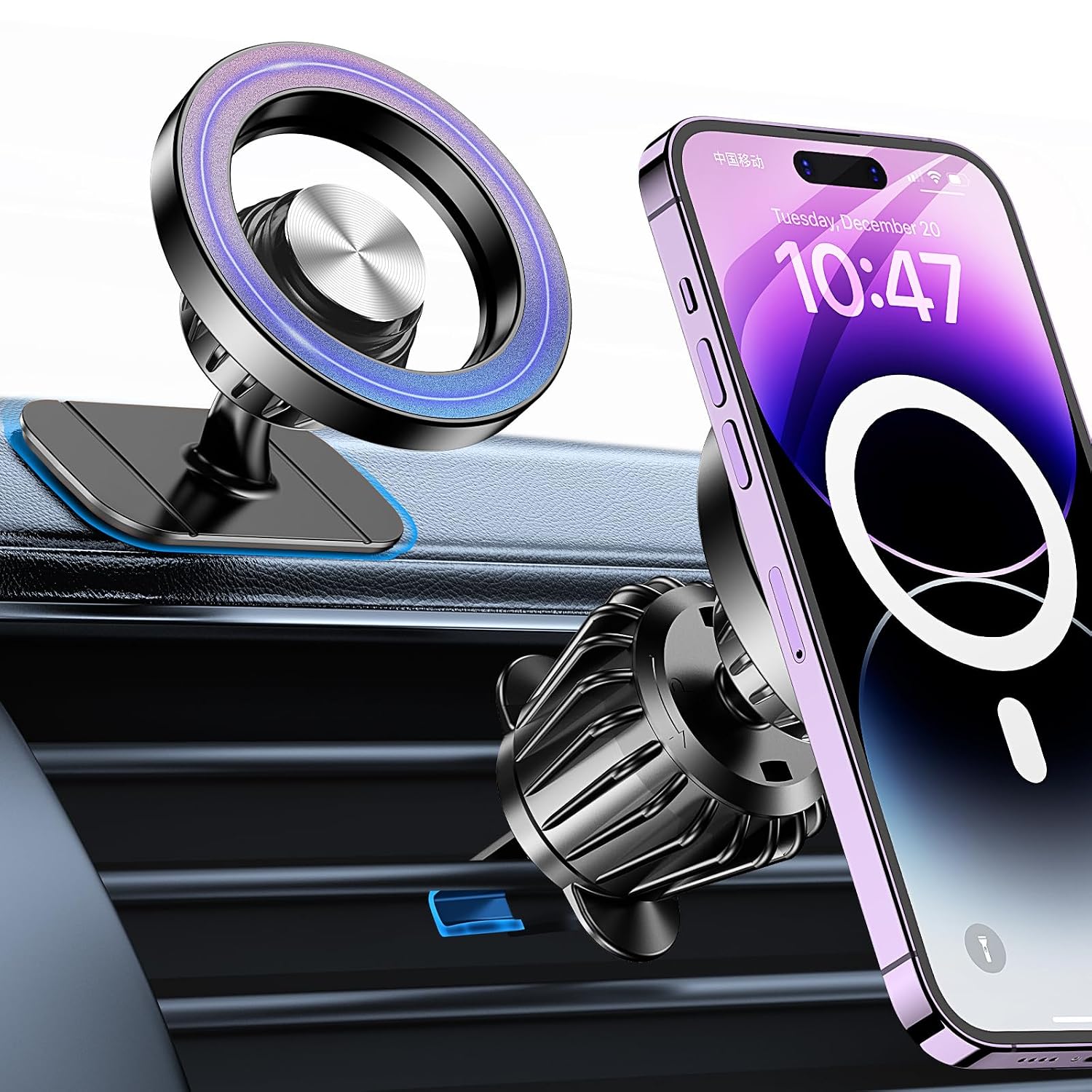 Coolpow Handyhalterung Auto für Magsafe Autohalterung Lüftung Starke Magnet | [Stabil,360°Drehbar] Handy Halterung Auto Zubehör Innenraum Magnetische Auto Handyhalterung für iPhone 17 16 15 Magsafe Hülle
