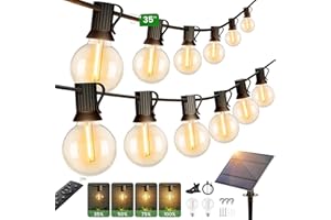 Torkase Guirlande Lumineuse Exterieure Solaire Jardin - Guirlande Guinguette Extérieure 10.6M 15+1 G40 LED Ampoules Blanc Chaud Chaîne Lumiere Exterieur pour Patio Terrasse Fête Mariage