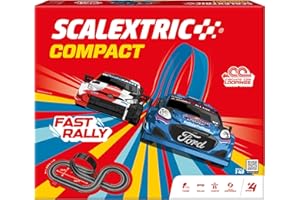 SCALEXTRIC - Circuito Compact - Pista de Carreras Completa - 2 Coches Incluidos - Escala 1:43 (Circuito CompactFast Rally)