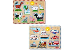 Melissa & Doug Sound Puzzle Bundle - Farm Animals and Vehicles