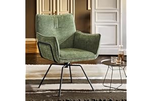 Hellove Akzent-Schreibtischstuhl, Esszimmerstuhl, Drehbarer Samt-Polsterstuhl mit Armlehnen, Mid-Century-Modern Stühle mit Stahlbeinen für Esszimmer, Küche, Wohnzimmer,Grün