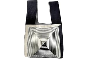 Anopo Donna Polso Nodo Borsa Tote Piccolo Uncinetto Polsino Borsa a Mano Estetico Carino Maglia Borsetta