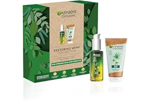 Garnier Restoring Hemp Collection, Gift Set with Organic Hemp Soothing Face Oil and Gel Face Cream, Skincare Gift for her, for Men & Women, Vegan & Organic Products