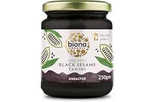 Biona Organic Black Tahini 250g, Pack of 6 - From 100% Organic Black Sesame Seeds - Rich & Earthy Flavour - Unsalted - Suitable for Vegans - For Hummus, Dressings and Baking