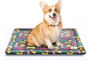 ALLISANDRO Hundematte Hundedecke Waschbar Matte 80x60cm 100x70cm 120x80cm Hygienisch und rutschfest Eckig Bones Weiche Hundebette mit kuscheligem Plüsch für Hunde & Katzen Mehrfarbig