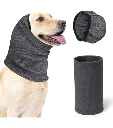 Pubiao Hundeschal Mit Ohrenschutz - Lärmreduzierender Kapuzenpullover Für Hunde Grau M