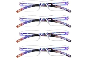 LifeArt 4 paires lunettes de lecture pour ordinateur pour femmes et hommes, lunettes de blocage de lumière bleue, monture de lunettes Rectangle mode