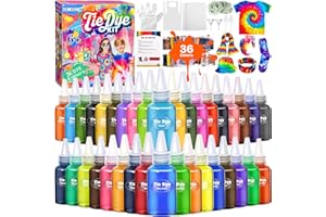 NEMMXUB Batik-Kit, batikfarben set, 36 Farben zum Färben von Stoff und Kleidung, kreative Bastelspiele Tie Dye Kit, Spiele und Aktivitäten, Ideales Kunst- und Bastelset für Kinder und Erwachsene (216 Stück)