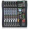 XTUGA 6 Channel Audio Mixer for Computer Recording Sound Control, Sound Mixer Built-in Digital Effect with 48V Phantom Power, CT60
