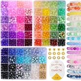 Kit de fabricaci&oacute;n de pulseras de cuentas de vidrio de 8 mm, 1540 cuentas de cristal de 70 colores para hacer joyas, cuentas
