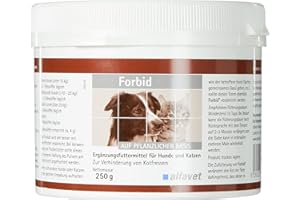 alfavet Forbid, pour la prévention de l'ingestion de crottes, Contre la coprophagie, complément Alimentaire pour Chiens et Chats, Poudre 250 g